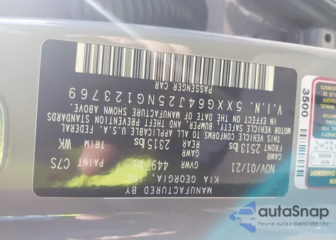 2022 Kia K5 Gt-Line z USA, uszkodzony, nr VIN 5XXG64J25NG123769